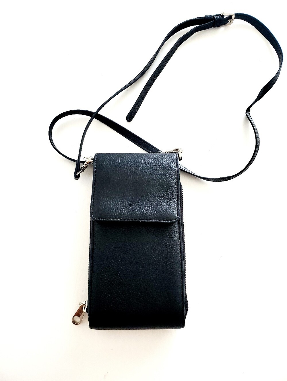 Bugatti Black Faux Leather Phone Case Wallet Crossbody Bag